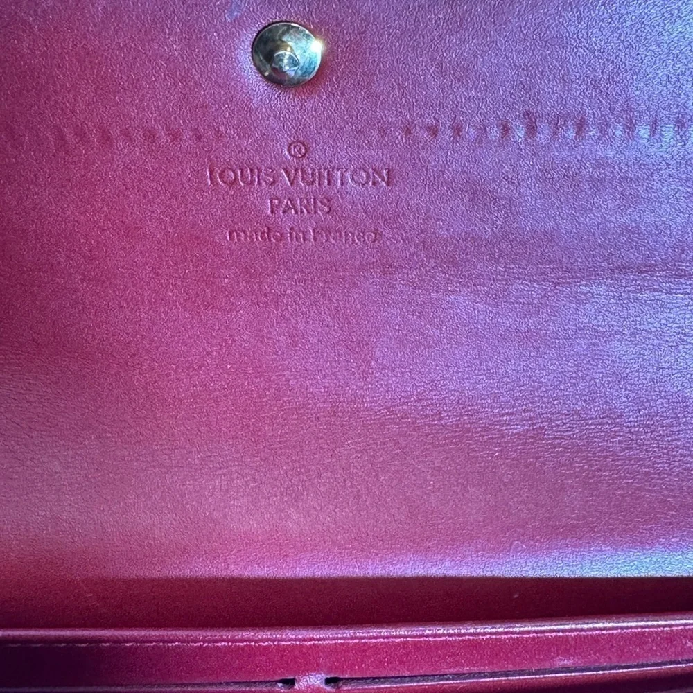 AUTHENTIC Louis Vuitton Red Wallet with Monogram Embossing